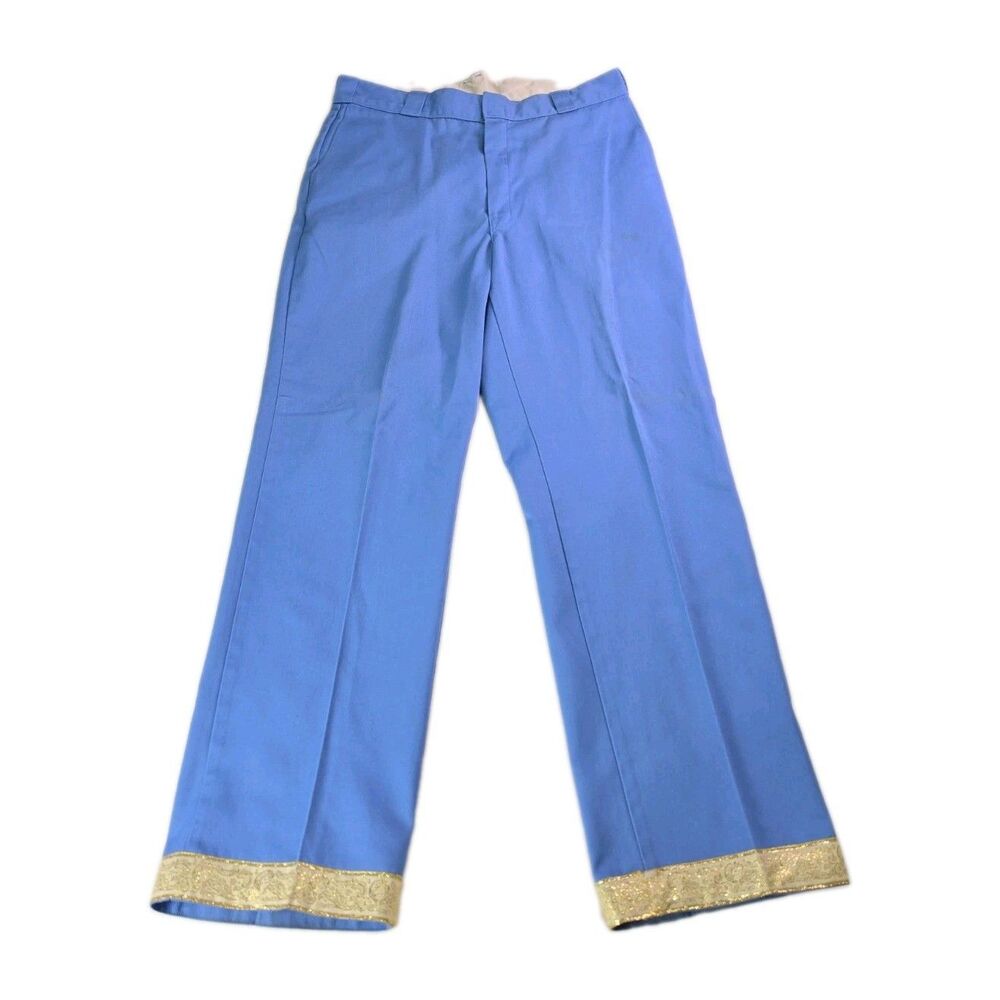 Vtg Dickies Powder Blue 874 Pants Gold Braid Trim Marching Band Tuxedo USA 90s